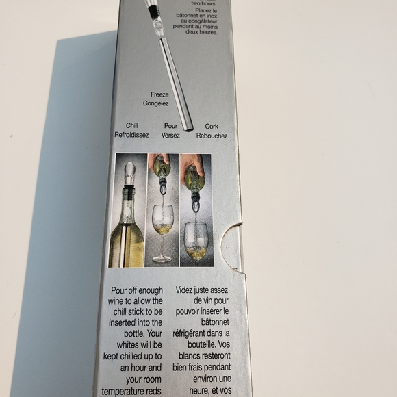 Kuraidori Stainless steel 3 in 1 wine chill stick, stopper, pourer. New open box - Picture 3 of 5